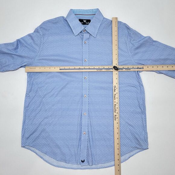 Buttercloth Shirt Men Size XL Blue Button Up Geometric Smart Casual Performance - Picture 10 of 12